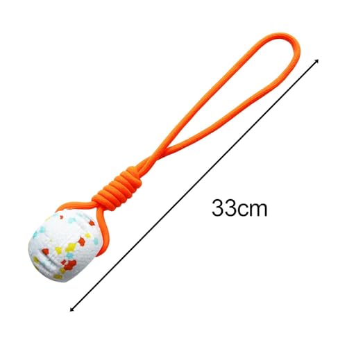 Sdlnklm Hundeball Am Seil, Interaktiver Hundeball Am Seil für Aggressive Hunde, Hundetrainingsball Am Seil, Orange-3
