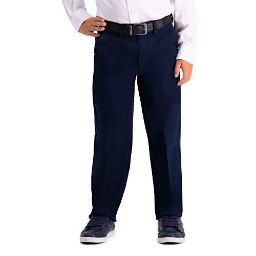 Haggar Big Boy's Youth Regular 8-20 Premium No Iron Khaki Pant, Dark Navy, 12 REG