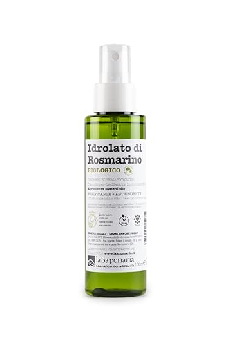 La Saponaria | Idrolato di rosmarino bio, Acqua floreale rinfrescante, tonificante, antisettica, astringente, riepitalizzante, perfetta per pelli miste e impure, 100ml