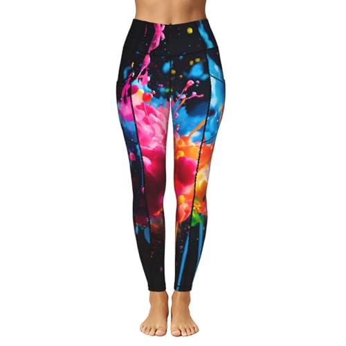 Leggings de gimnasio con estampado de salpicaduras y bolsillos prácticos para mujer 2