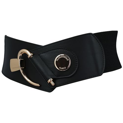 FASHIONGEN - Cowhide leather elastic belt for women, DARLENE