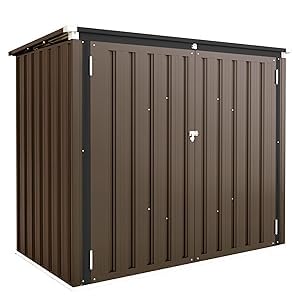 U-MAX 1.5x0.8m Garden Storage Box Shed, Metal Outdoor with Double Door, Waterproof Bin, Brown — image 1