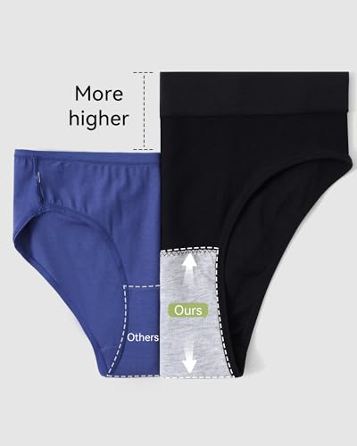 Image of Eiggam Women's Cotton Bikini Panties,High-Cut Full Coverage Stretch Cool Underwear for Women