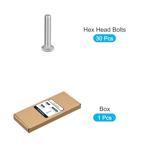 Image of METALLIXITY Hex Bolts (M6-1x30mm) 30Pcs, 304 Stainless Steel Coarse Fully Threaded Hex Head Screw Bolt Machine Screws - for Furniture Repair, Silver