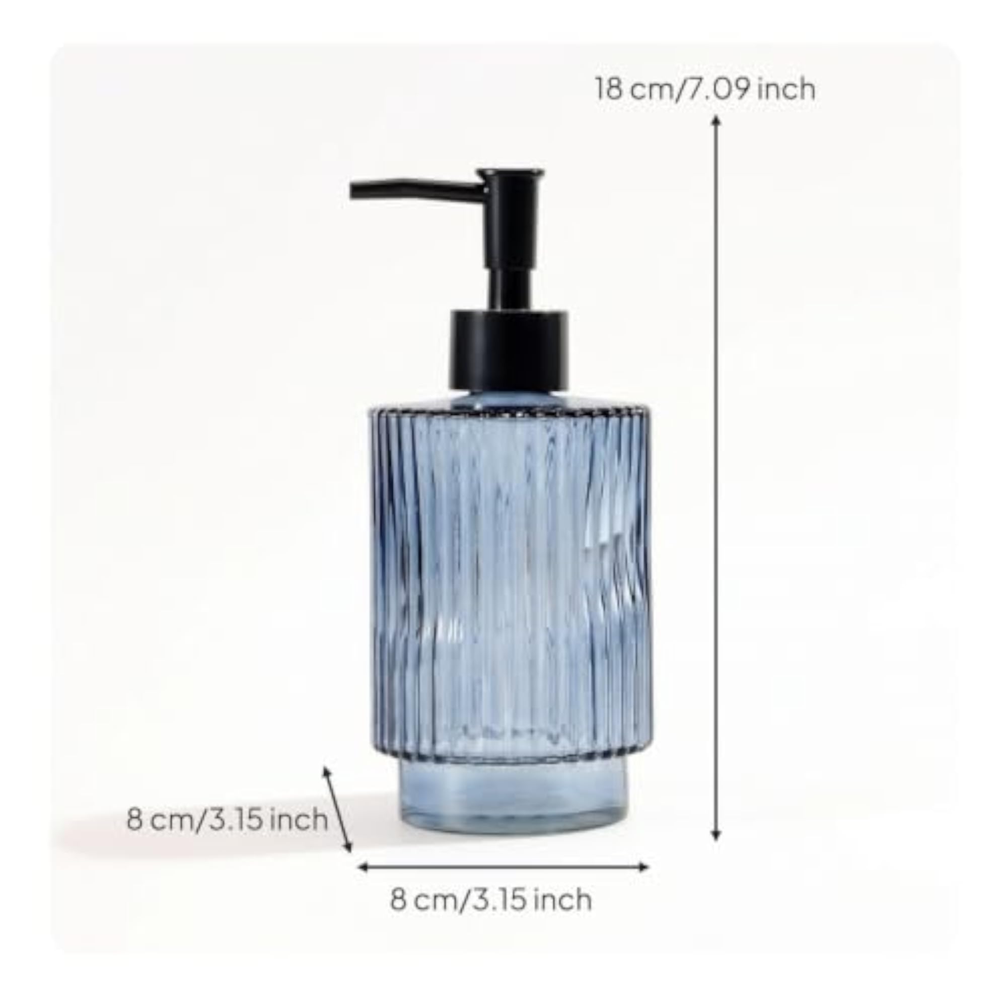 Waterproof Lotion Pump Bottle for Bathroom, Light Blue Glass Dispenser