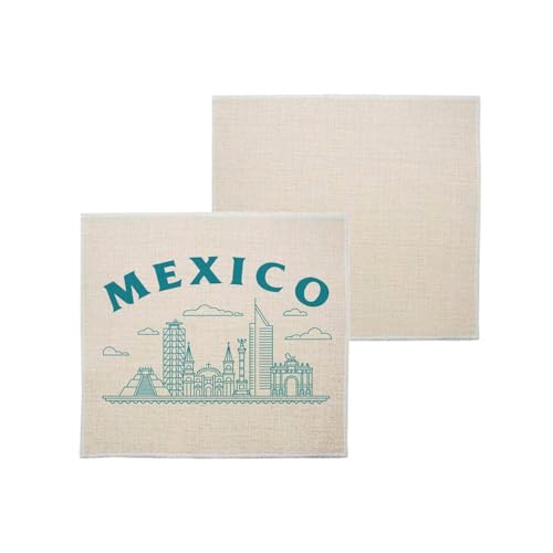 sous Verre en Lin - Mexico Minimalist Mexique Voyage Architecture - 1 unité (100 x 100 mm)