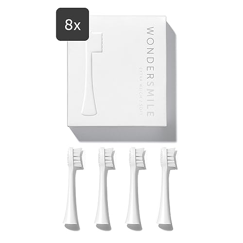 Wondersmile Ersatzbürsten Schallzahnbürste (Soft, All White, 8er Pack) - Bürstenköpfe für Wondersmile Schallzahnbürste