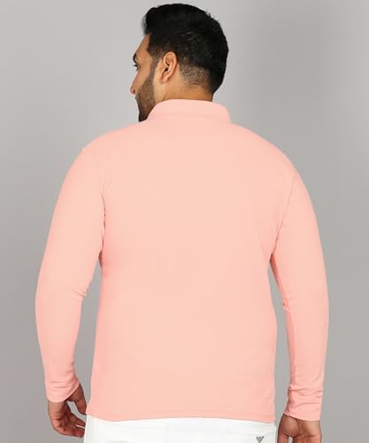 Image of INKKR Plus Size Men's Solid Polo Neck Full Sleeve T-Shirts