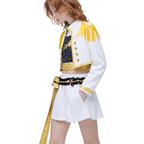 VNNOPG Girl Stage Role Play Singers idol Costume Girls Dance Stage Uniform Halloween Party Outfits White 130