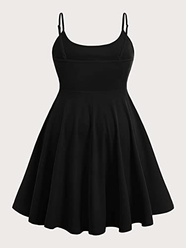 WDIRARA Women's Plus Size Spaghetti Strap Sleeveless Flared Hem A Line Cami Dress4