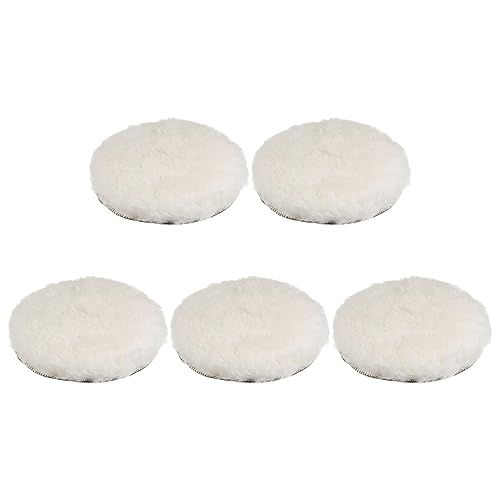 Image of HARFINGTON 5pcs Wool Buffing Pads, 7 inch Wool Polishing Pad Soft Buffing Pads Polishing Wheel with Hook and Loop Polishing, Buffing and Cutting for Car, Furniture