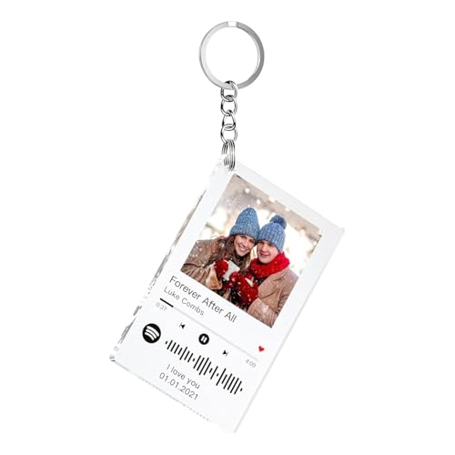 Llavero de Spotify con Foto, Llavero Personalizado con Foto Fecha de Dedicatoria de Canción, Funda...