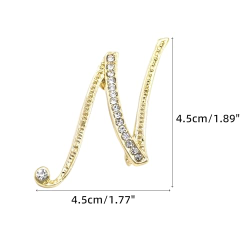 Image of Rhinestone Initial Brooch Pin for Women, Alphabet Gold Letter Brooch A-Z with Crystal, Metal Pin for Hat Bag Dress Suit Accessory for Men
