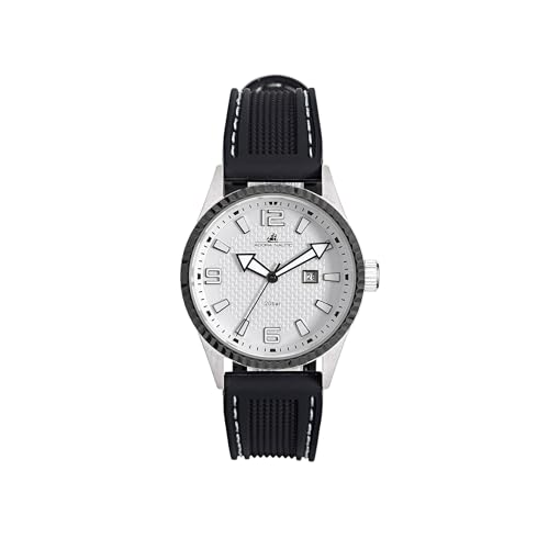 Adora Nautic AN2288 Herrenuhr Analog Quarz – Edelstahl Armbanduhr mit schwarzem Silikonarmband, weißem Zifferblatt, Mineralglas, Datum & 20 bar Wasserdichtigkeit