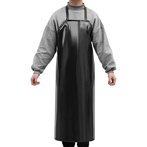 Kichvoe Waterproof Heavy Duty Apron Kitchen Cleaning Unisex Adjustable Style, Black, 110cm*64cm*1cm - Image 2