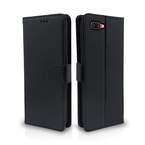 Outlouders Flip Cover for Oppo A3s | Leather Finish | Card Slots | Wallet Stand | Shockproof Protection Flip Case (Black)
