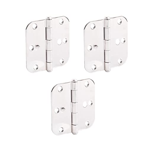 Home Master Hardware 3.5 In. X 3.5 In Stainless Steel Residential Door Hinge Interior Hinge With Screws 3-Pack #TOP2