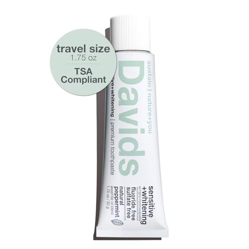 Image of Davids Hydroxi Fluoride Free Nano Hydroxyapatite Toothpaste for Remineralizing Enamel & Sensitive Relief, Whitening, Antiplaque, SLS Free, Natural Peppermint, Made in USA, 1.75oz (Travel Size)