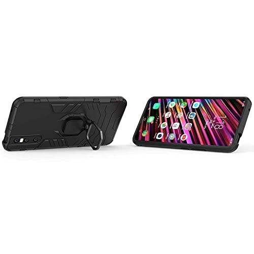 Image of WOW IMAGINE Shock Proof Back Case Mobile Cover for Vivo V15 Pro (Armor | Hybrid PC + TPU | Full Protection with Ring Holder Kickstand | Carbon Black)