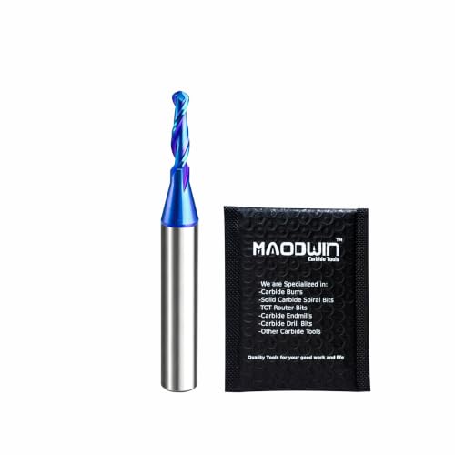 Upcut Spiral Ball Nose End Mill 1/8" CNC Router Bit Nano Blue