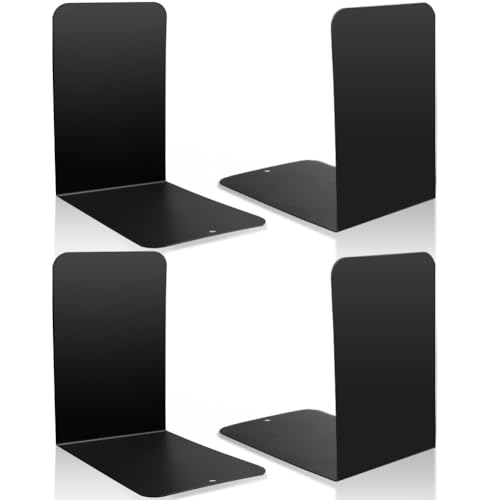 ブックエンド 倒れない L型 本立て 黒 4枚組 ブックスタンド 金属製 卓上本棚 書類/雑誌/新聞 デスク整理