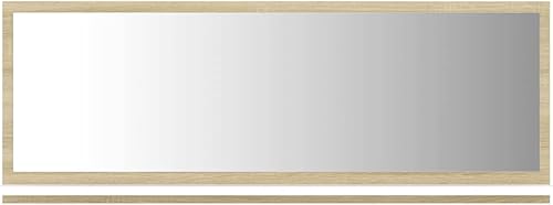 Miniatura 2 de Espejo rectangular de pared contemporáneo, espejo rectangular montado en la pared, espejo de baño blanco y roble Sonoma de 39.4 x 4.1 x 14.6