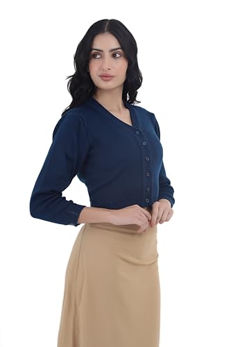 Image of Women Winter Wear V-Neck Full Sleeves Regular Fit Woollen Blouse