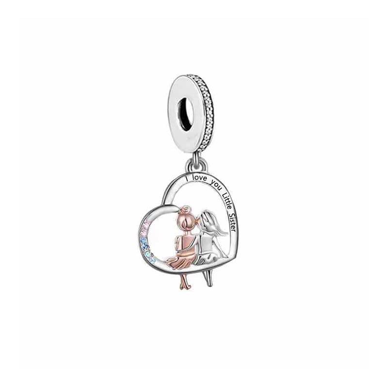 Pendentif en argent sterling 925 avec aile d'ange porte-bonheur en forme de cœur compatible avec les bracelets à breloques Pandora Moments, 4mm Hole, Métal Argent sterling, Pas de gemme