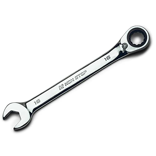 Non Stop 16 mm Ultrafine 120-Tooth Reversible Ratcheting Combination Wrench, Chrome