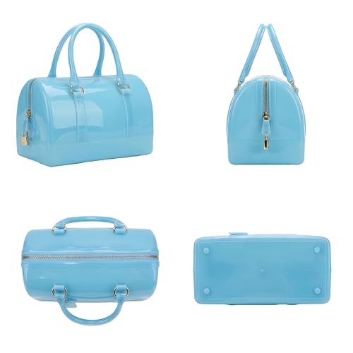 Image of Ladies Summer Jelly Pillow-shaped Top Handle Handbag Candy Color Transparent Crystal Purse