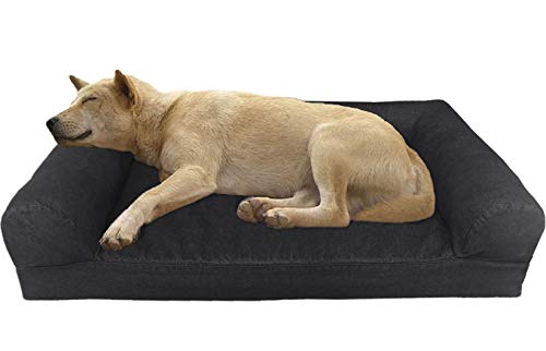 Dogbed4less Premium Orthopedic Gel Memory Foam Pet Sofa Bed with Waterproof Liner and Canvas Cover Couch Lounger 47'X29'