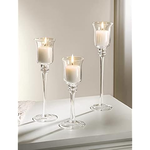 Set de 3 portavelas de cristal forma de copa para decoración Cover