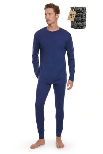 MERINNOVATION Merino Wool Base Layer Set for Men 100% Merino Wool Pajamas Set Thermal Sleep PJS Lite...