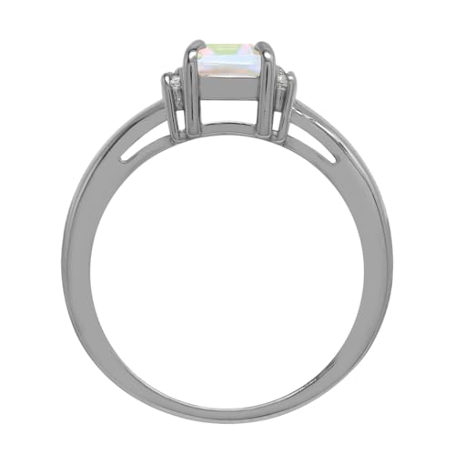 Silvershake 7X5mm Octagon Shape Gemstone White Gold Plated or Yellow Gold Plated 925 Sterling Silver Engagement Ring Jewelry for Women3