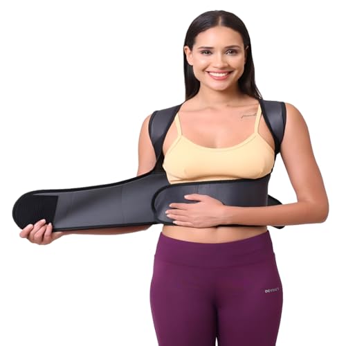Image of ZEDAN Neoprene Posture Corrector Belt for Men & Women | Back & Shoulder Support | Spine Alignment & Body Posture Correction | Upper & Lower Back Pain Relief | Universal Size - Black