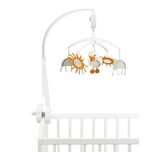 Baby Mobile Pato Edda Lou - Móvil musical para niños y niñas con la melodía Brahms Canción de cuna y varillas blancas, ayuda a dormir