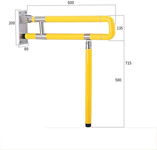 Maniglioni per doccia barre di sostegno in acciaio inox bracciolo pieghevole accessibile WC bagno per anziani barra di equilibrio (colore: giallo, dimensioni: 60 c