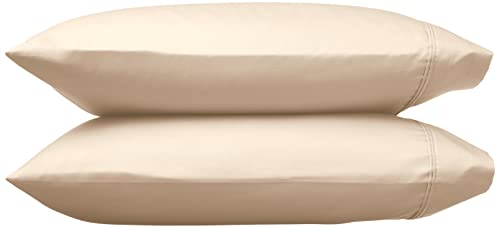 Amazon Basics 400 Thread Count Cotton Pillow Cases, Standard Size, 30" x 20", Beige, Set of 2, Pillows Not Included - image 3