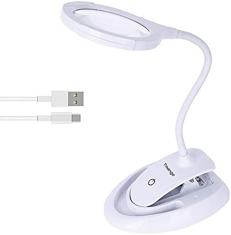TMANGO Magnifying Glass with Light and Stand, 5X 10X Lighted Magnifying Glass, Rechargeable Desktop Magnifier for Hobby, Craft, Reading, Model Building, Soldering, Jewelry Design, Sewing