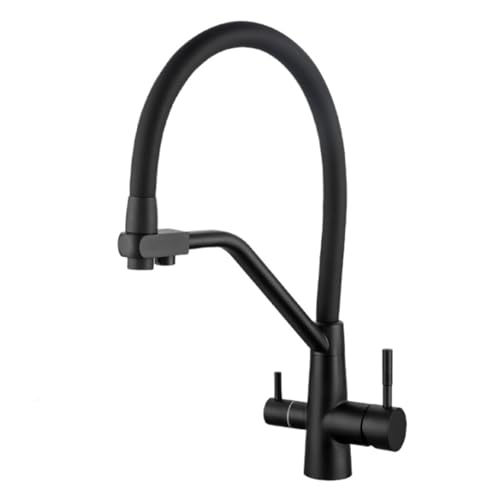 Robinet de cuisine 3 en 1 noir double levier eau potable net - 2