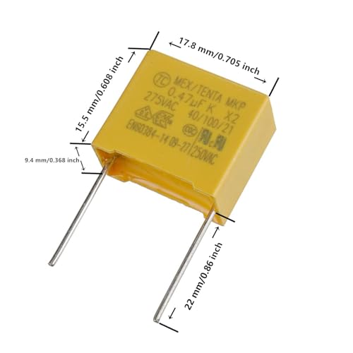 BOJACK 470 nF 0.47uF 470J 275 V Safety Capacitors MEX -X2 MKP Suppression of differential mode interference capacitors(Pack of 20 Pcs)
