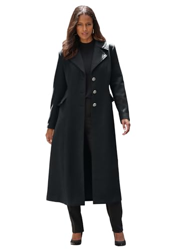 Roaman's Women's Plus Size Long Wool Blend Coat