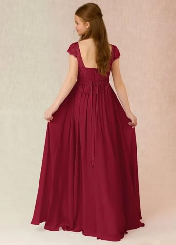 Chiffon Junior Bridesmaid Dress for Wedding Lace Appliques Flower Girl Dress A Line Formal Evening Party Gown4