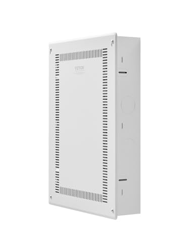 VEVOR Structured Media Enclosure 20-Inch Recessed in-Wall Media Box with Cover Wall-Mount Cable Management Box Kit Structured Wiring Multi-Media Cabinet Cold-Rolled Steel for TV Home Theater