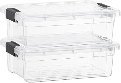 Image of Superio Storage Bins with Lids- 2 Pack, 7.4 Qt Clear Boxes for Organizing, Stackable Plastic Containers- BPA Free, Non-Toxic, Odor Free, Organizer for Home, Office, Dorm