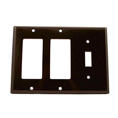 Image of Leviton 3-Gang 1-Toggle 2-Decora /GFCI Device Combination Wallplate, Standard Size, Thermoset, Device Mount, 80431, Brown