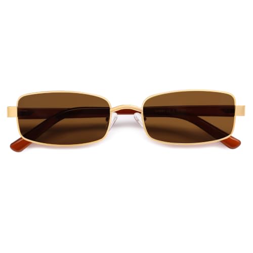 Image of VANLINKER Retro Rectangle Polarized Sunglasses for Women Men Small 90s Vintage Trendy Slim Narrow Rectangular Frame VL9684