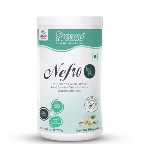 Pro360 Nefro LP Powder Vanilla Flavour – 750g Low Protein Nutrition Supplement for Kidney Health (Non-Dialysis) – Vanilla Protein Powder Enriched with L-Taurine, L-Carnitine & Essential Nutrients