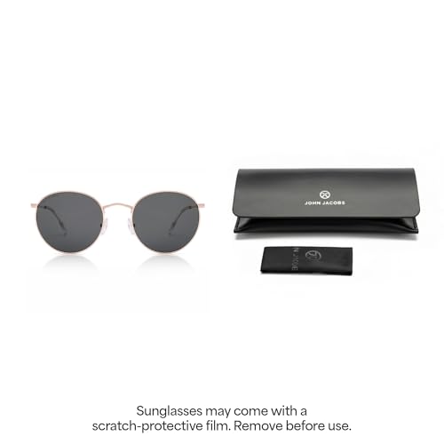 Image of John Jacobs | Full Rim Round Stylish & Premium Sunglasses | Polarized and 100% UV Protected | Men & Women | Medium | JJ S70019