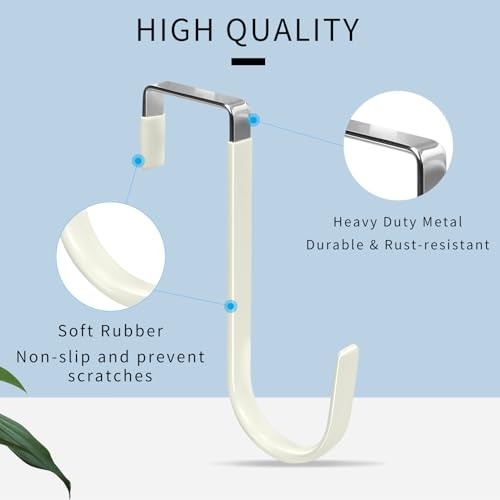 FYY Over The Door Hooks, 4 Pack Door Hangers Hooks with Rubber Prevent Scratches Heavy Duty Organizer Hooks for Living Room, Bathroom, Bedroom, Kitchen Hanging Clothes Towels Hats Coats Bags Beige